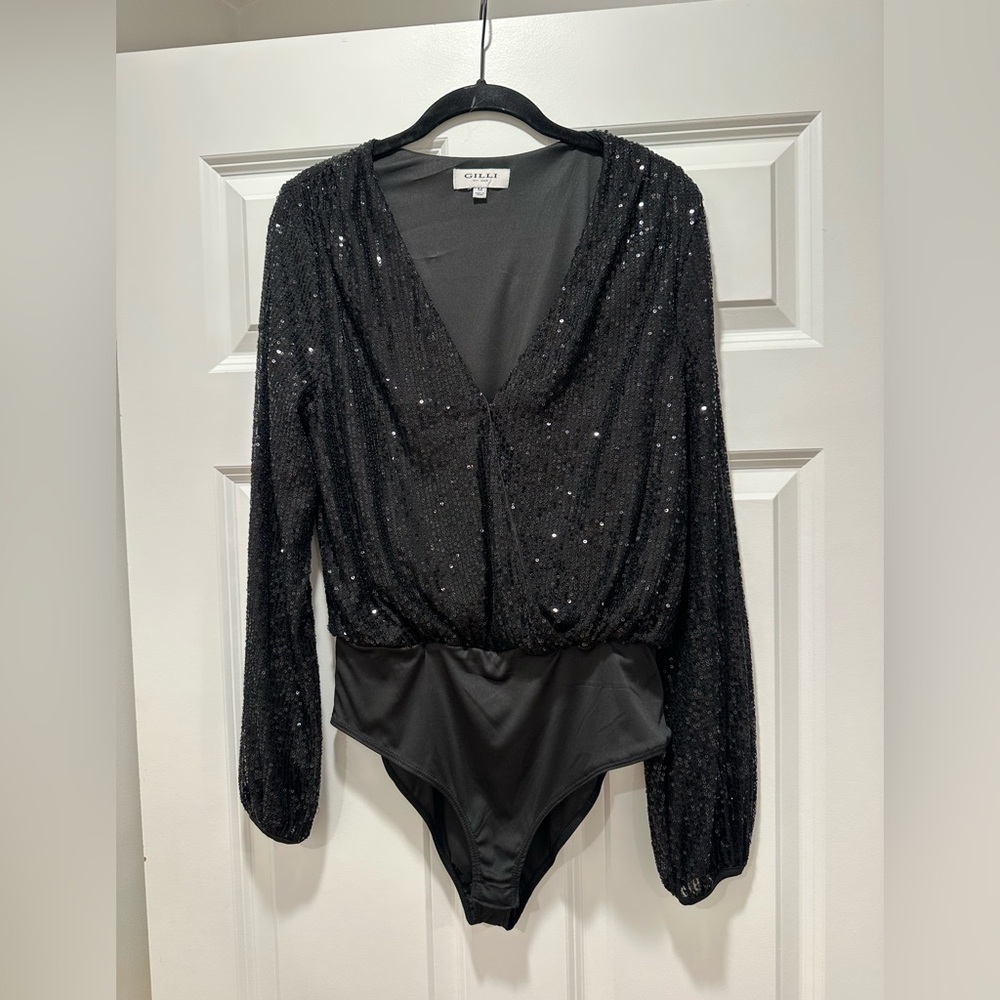 Gilli black sequin body suit